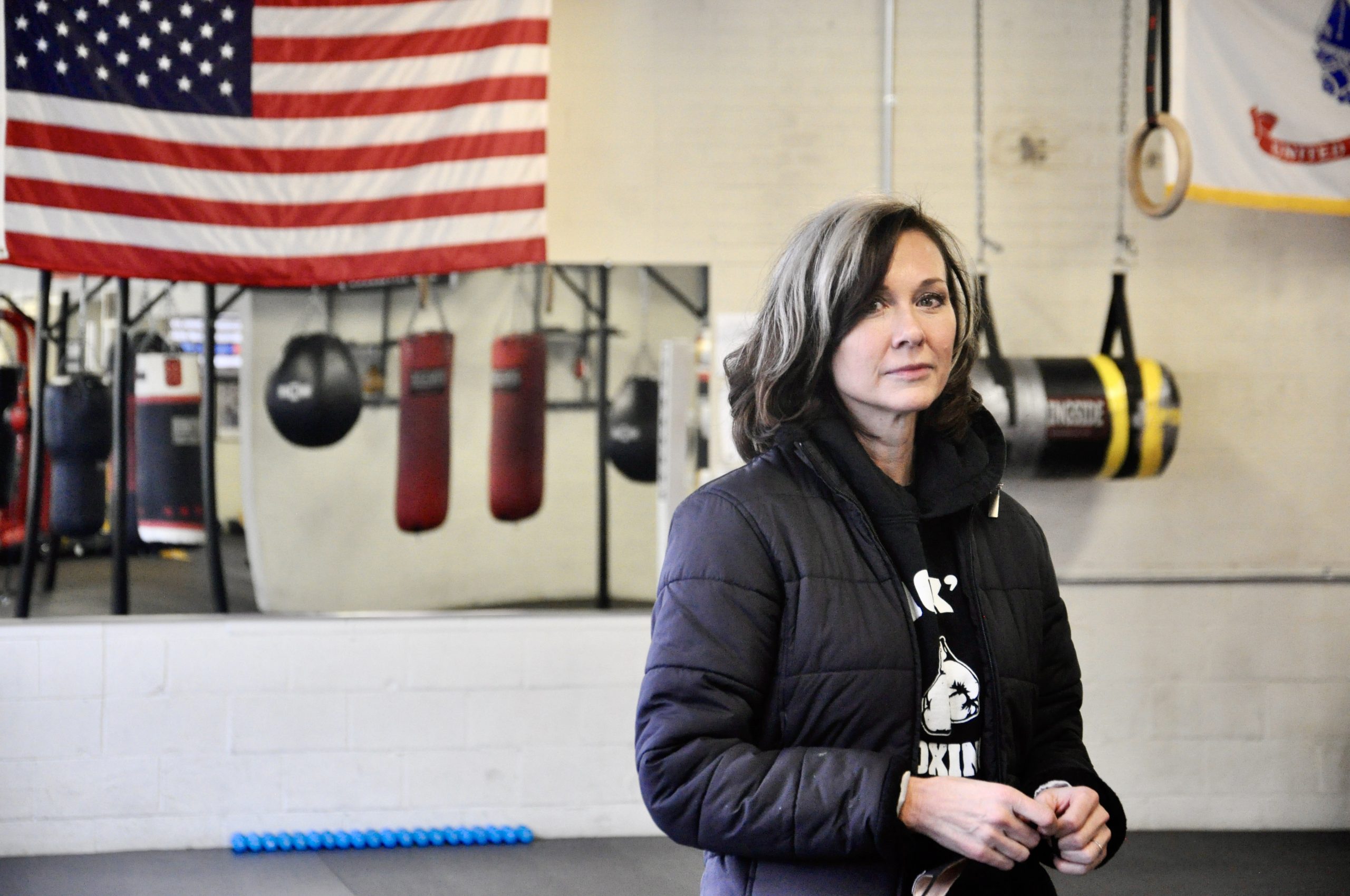 Pittsburgh, Pa. - Mary Mook stands inside her husband Jack's Boxing Gym on Perry Highway in Allegheny County, Pa.jpeg